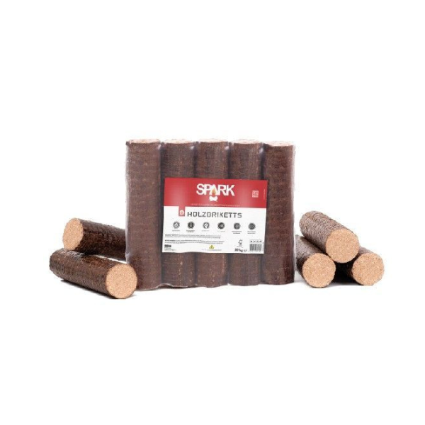 SPARK Holzbriketts rund, 960 kg Palette, aus Buchenholz, ohne Bindemittel