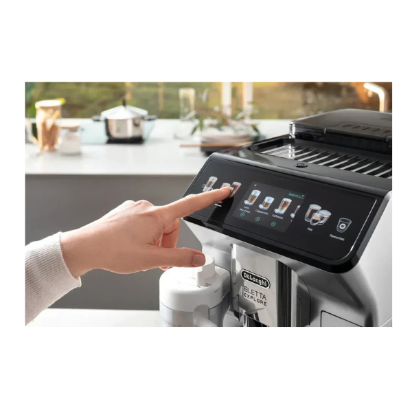 De’Longhi Eletta Explore ECAM450.55.S Kaffeevollautomat – mit heißem und kaltem Milchschaum, 2,3 Liter Wassertank, Silber