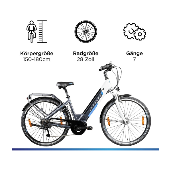Zündapp Z901 Damen E-Bike 28 Zoll, Tiefeinsteiger, Mittelmotor, 418 Wh Akku, Nabenschaltung